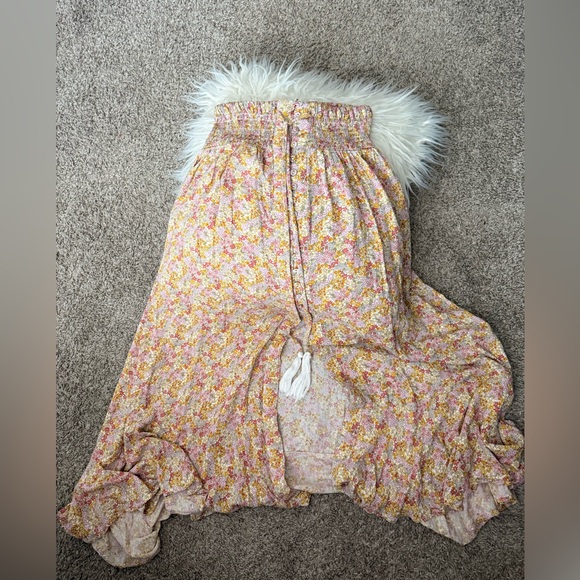 Cynthia Rowley Pink Floral Maxi Skirt with Side Slit - Picture 2 of 6